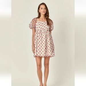 Anthropologie English Factory Organza Polka Dot Mini Dress Small
